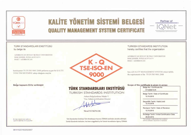 iso22 ISO 9001:2008 sertifikatı