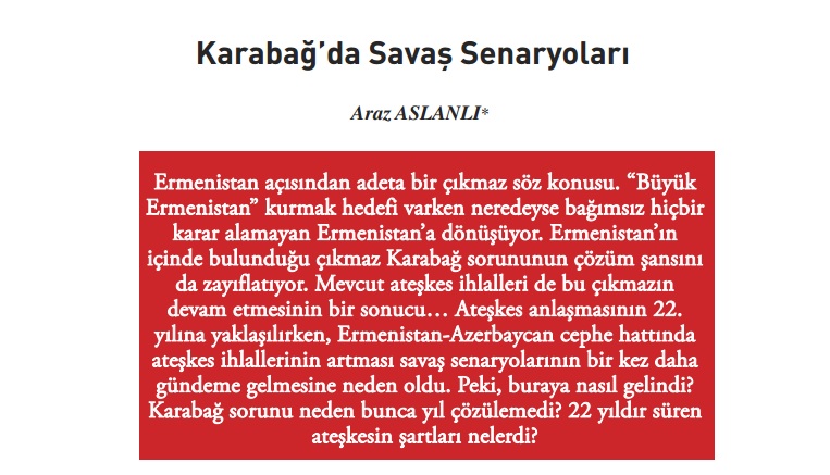 Araz-Aslanli-21-YY-Dergisinde-Qarabag-meqalesi-2016-Aprel-2 UNEC eksperti Türkiyə mətbuatında: “Karabağda savaş senaryoları”