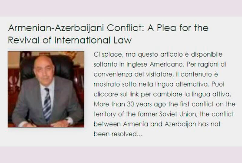 Azərbaycanlı alim İtaliya mətbuatında beynəlxalq təşkilatları konstruktiv mövqe nümayiş etdirməyə çağırıb