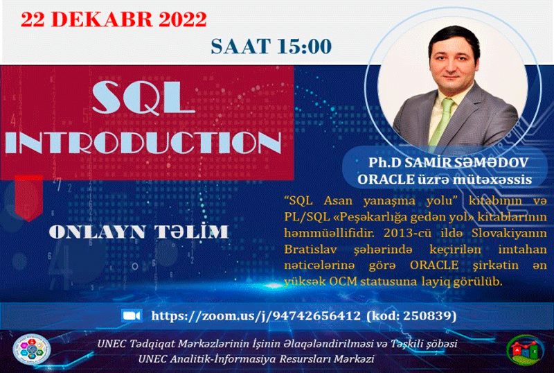  UNEC-də “SQL INTRODUCTION” mövzusunda təlim keçiriləcək