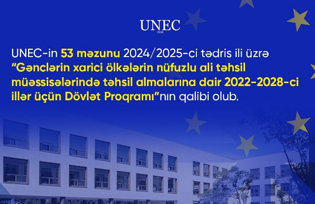 UNEC-in 53 məzunu Dövlət Proqramının qalibi olub