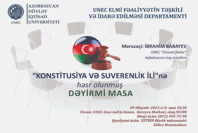 “Konstitusiya və Suverenlik İli”nə həsr olunmuş dəyirmi masa keçiriləcək
