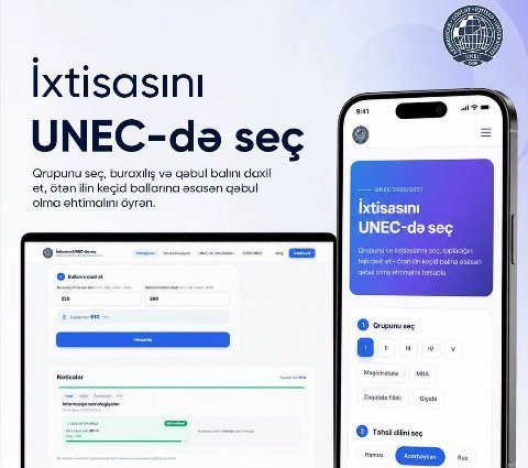 UNEC universitetə qəbul şansını hesablayan kalkulyator istifadəyə verib