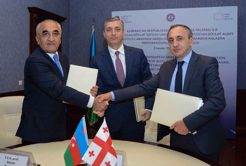 Hesablama Palatası, UNEC və Gürcüstan Dövlət Audit İnstitutu arasında üçtərəfli memorandum imzalanıb